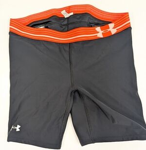 Under Armour Orange And Black 6.5 Inch Padded Compression Shorts Large